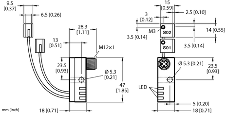 Turck NI2-Q9.5-AP6-0.1-FS4.4X3/S304, NI2-Q9.5-AP6-0.15-FS4.4X3/S304, NI2-Q9.5-AP6-0.2-FS4.4X3/S304, NI2-Q9.5-AP6-0.3-FS4.4X3/S304
